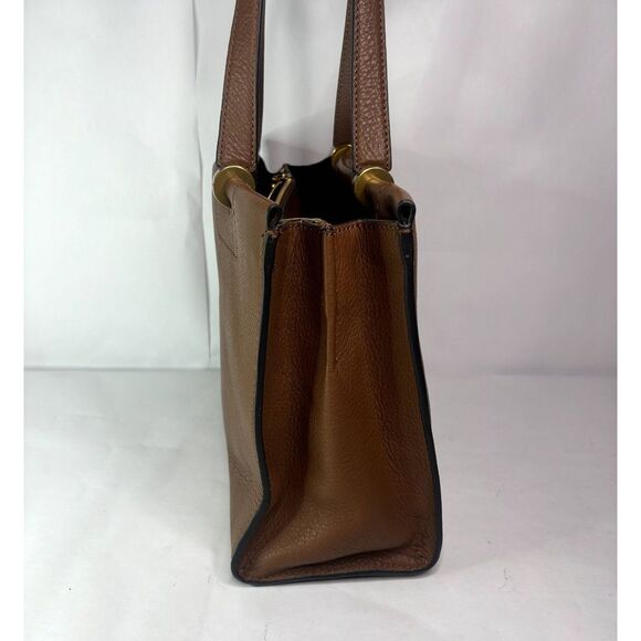 Etienne Aigner Colette Pebble Leather Shoulder Bag Toffee Dual Compartment - Picture 5 of 10